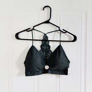 Dark green seamless racerback bralette